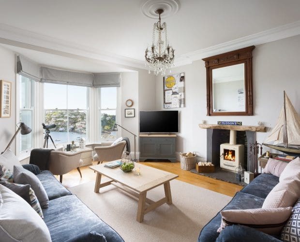 Living area in Apartment One at Retreat to Fowey